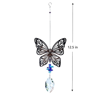 Glass Suncatchers, Stainless Steel Hanging Ornaments Home Garden Decoration, Butterfly, 320mm