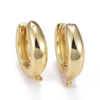 Brass Hoop Earrings, Huggie Hoop Earring Finding, Long-Lasting Plated, with Horizontal Loop, Ring, Real 18K Gold Plated, 16x15x2~4mm, Hole: 1.2mm, Pin: 1mm