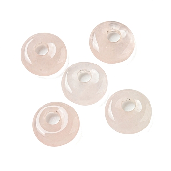 Natural Rose Quartz Donut/Pi Disc Charms, 14~14.5x4mm, Hole: 4mm