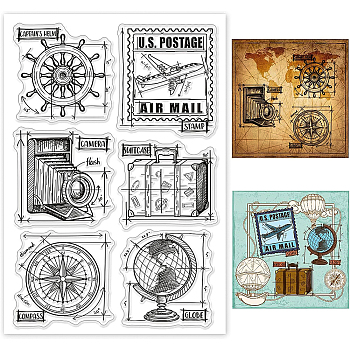PVC Plastic Stamps, for DIY Scrapbooking, Photo Album Decorative, Cards Making, Stamp Sheets, Travel Themed, 16x11x0.3cm