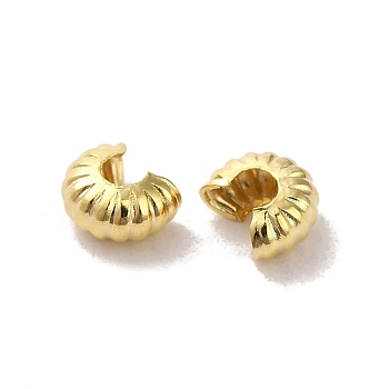 Brass Crimp Beads Covers, Real 24K Gold Plated, 5.2x3mm, Hole: 3.5mm