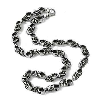 304 Stainless Steel Necklaces, Skull, Antique Silver, 21.65 inch(55cm)