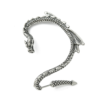 316 Surgical Stainless Steel Cuff Earrings, Left, Dragon, 50x43.5mm