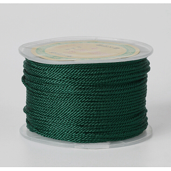 Round Polyester Cords, Milan Cords/Twisted Cords, Teal, 1.5~2mm, 50yards/roll(150 feet/roll)