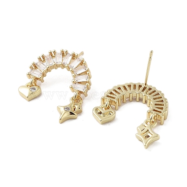Rack Plating Brass Micro Pave Cubic Zirconia Stud Earring(EJEW-C081-35G)-2