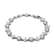 Noble Gift Ideas for Lady Platinum Plated Brass Micro Pave Cubic Zirconia CZ Flower Link Chain Bracelets(BJEW-L471-01)-1