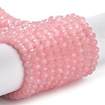 Baking Paint Imitation Jade Glass Bead Strands, Faceted Rondelle, Pink, 4x3mm, Hole: 0.8~1mm, about 105~110pcs/strand, 38~39cm(DGLA-A034-J4MM-A3)