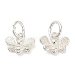 925 Sterling Silver Bees Charms, Silver, 7x10x3mm, Jump Rings: 5.5x1mm, Inner Diameter: 3.5mm(STER-P071-03S)