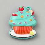 Zinc Alloy Pendants, Cake, Baking Paint, Turquoise, 16.5x13.5x5mm, Hole: 1.2mm(FIND-CJC0031-02A)
