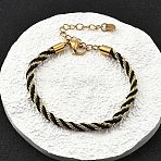 304 Stainless Steel Nylon Cord String Bracelets, Twisted Rope Bracelets for Men Women, Two Tone, Real 18K Gold Plated, 7-1/8 inch(18cm)(BJEW-Z124-01G)