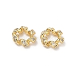 Brass Micro Pave Clear Cubic Zirconia European Beads, Cadmium Free & Lead Free, Rack Plating, Long-Lasting Plated, Twist Large Hole Bead, Real 18K Gold Plated, 11x3mm, Hole: 5.4mm(KK-D228-03G)