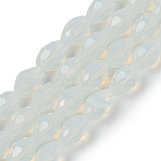 Electroplate Imitation Jade Glass Beads Strands, Faceted, Teardrop, White, 11.5x8mm, Hole: 1.2mm, about 55~57pcs/strand, 25.59 inch(65cm)(EGLA-N013-J8mm-D02)