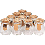 Glass Jar, Glass Bottle for Bead Containers, with Cork Stopper & Tags, Wishing Bottle, Clear, 7.7x5.6cm, 10pcs/set(CON-BC0004-69)