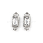 304 Stainless Steel Pave Clear Cubic Zirconia Rectangle Links Connector Charms, Stainless Steel Color, 9.5x3.5x2mm, Hole: 1.2mm(STAS-F322-13P)