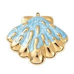 Ocean 304 Stainless Steel Pendants, with Enamel, Golden, Shell Shape Charms, 40x45x6mm, Hole: 1.8mm(STAS-K329-14A-G)