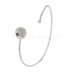 Brass Twisted Ring Cuff Bangle Making, Blank Cuff Bangles with Round Trays, Platinum, Tray: 10mm, Inner Diameter: 2.44 inch(6.2cm)(FIND-P035-09P)