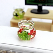 Miniature Food Play Scene Dollhouse Accessories, Mini Goldfish Tank, Red, 30x20mm(PW-WG33732-02)