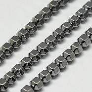 Electroplate Non-magnetic Synthetic Hematite Beads Strands, Hexagon, 4x4mm, Hole: 1mm, about 97pce/strand, 15 inch(G-I095-03)