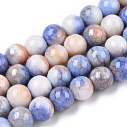 Opaque Crackle Glass Round Beads Strands, Imitation Stones, Round, Royal Blue, 10mm, Hole: 1.5mm, about 80pcs/strand, 30.31~31.10 inch(77~79cm)(GLAA-T031-10mm-01B)