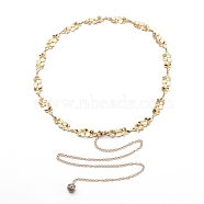 Brass Body Chain Belt, Women's Belly Waist Chain, with Alloy Enamel European Beads, Flower, Golden, 25.43 inch(64.6cm)(NJEW-C00017-01)