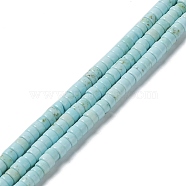 Natural Howlite Beads Strands, Dyed, Flat Round/Disc, Heishi Beads, 4~4.5x2~2.5mm, Hole: 1mm, about 166~169pcs/strand, 15.79~16.06''(40.1~40.8cm)(G-E604-A04-C)
