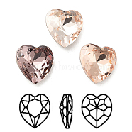 K9 Glass Rhinestone Cabochons, Point Back & Back Plated, Faceted, Heart, Mixed Color, 10x10x5.50mm(RGLA-M016-H01-D)