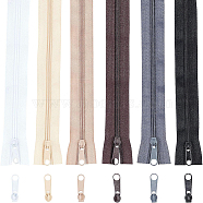 Nylon Zipper, with Alloy Zipper Puller, For Pillowslip and Quilt Cover Zipper, Mixed Color, 40x2.5x0.16cm, 6 colors, 1set/color, 6sets/bag(FIND-BC0001-32)