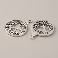 Tibetan Style Alloy Pendants, Clock, Antique Silver, 39.2x28.8x2.6mm, Hole: 2.7mm(FIND-CJC0006-58AS)