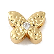 Brass Micro Pave Cubic Zirconia Beads, Butterfly, Real 18K Gold Plated, 8x9.5x4.5mm, Hole: 1.8mm(KK-P283-19G)