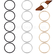 WADORN 15Pcs 3 Colors Zinc Alloy Round Rings, Adjustable Buckle, for Bag Straps, Garment Accessories, Mixed Color, 5.65x0.35cm, Inner Diameter: 5cm, 5pcs/color(FIND-WR0010-79)