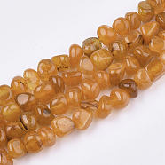 Natural Dragon Veins Agate Beads Strands, Tumbled Stone, Dyed, Chip, Orange, 7~9x6~9x6~10mm, Hole: 1.5mm, about 50pcs/strand, 14.5 inch(G-S349-28G)