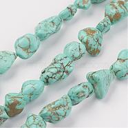 Natural Green Turquoise Beads Strands, Nuggets, 9~19x7~12x5~11mm, Hole: 1mm, about 30pcs/strand, 15.55 inch(G-N0312-01)