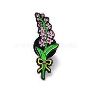 Flower Enamel Pins, Alloy Badges for Backpack Clothes, Electrophoresis Black, Lime, 31x11x1.4mm(JEWB-G013-B01)