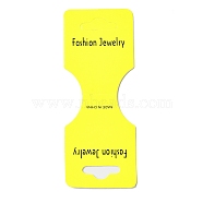 Foldable Paper Jewelry Display Header with Hanging Hole, Rectangle with Word Fashion Jewelry, Yellow, Finished Product: 4.5x3.5x0.3cm, 9.2x3.5x0.05cm, Hole: 18.5x7mm(CDIS-M005-05)