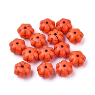 Autumn Theme Dyed Synthetic Turquoise Beads, Pumpkin, Orange Red, 12x8mm, Hole: 1mm(X-G-M148-02-A)