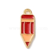 Alloy Enamel Pendants, Golden, Pencil Charm, Red, 18.5x6.5x1mm, Hole: 1.8mm(ENAM-R147-11A)