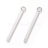 304 Stainless Steel Pendants, Rectangle/Bar, Stainless Steel Color, 43x1.5x1.5mm, Hole: 2mm(X-STAS-P186-05P-43mm)