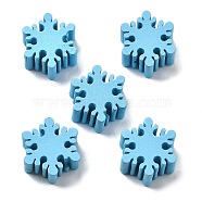 Wood Beads, Snowflake, Deep Sky Blue, 19.5x10.5mm, Hole: 2mm(WOOD-G023-22B)