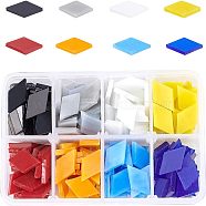 Opaque Glass Cabochons, Mosaic Tiles, for Home Decoration or DIY Crafts, Rhombus, Mixed Color, 20.8x12x3~4mm, 8 colors, 30pcs/color, 240pcs/box(GLAA-FH0001-17)