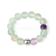 4MM Round Natural Fluorite Beaded Stretch Rings, European and American Style(VM0712-14)