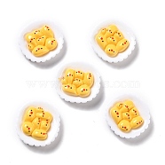 Opaque Resin Cabochons, Flat Round Plate with Duck, Gold, 26x28x8mm(RESI-C012-34)