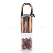 Glass Roller Bottle, with Natural Red Jasper Roller Balls and Chips, Essential Oil Perfume Bottles, Red Copper Brass Bottle Cap, 62.5x16mm, Hole: 10x14mm, Jump Ring: 8x1mm(G-F701-01A)