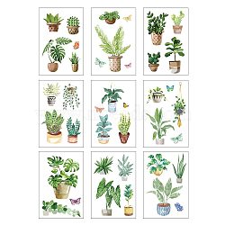 PVC Window Sticker, for Window or Stairway Home Decoration, Rectangle, Plants Pattern, 300x195mm(DIY-WH0435-001)