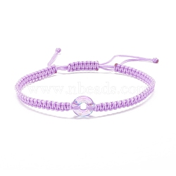 Donut Glass Braided Bead Bracelet, Adjustable Friendship Bracelet for Women, Lilac, Inner Diameter: 2-3/8~3-3/8 inch(5.9~8.6cm)(BJEW-JB07858-02)