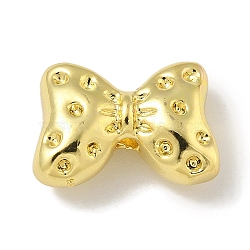 Brass Beads, Bowknot, Real 18K Gold Plated, 10x14.5x5mm, Hole: 2mm(KK-P284-14G)