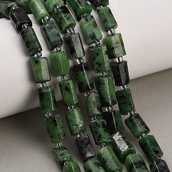 Natural Ruby in Zoisite Beads Strands, Column, Faceted, with Seed Beads, 9~14x6.5~9x6.5~9mm, Hole: 1mm, about 28~29pcs/strand, 15.35''~15.75''(39~40cm)(GG-CBA7621-A03-01)