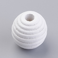 Natural Wood Beehive European Beads, Dyed, Round, White, 19~20x19mm, Hole: 5mm, about 200pcs/500g(WOOD-Q030-54G)