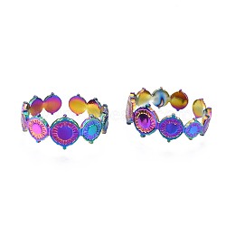 304 Stainless Steel Flat Round Wrapped Cuff Ring, Rainbow Color Open Ring for Women, US Size 10 1/4(19.9mm)(RJEW-N038-063)