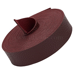 Flat Imitation Leather Cord, Dark Red, 25mm, about 4.37~5.47 Yards(4~5m)/Bundle(OCOR-WH0086-69C-02)