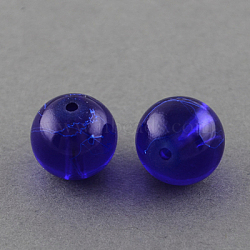 Drawbench Transparent Glass Beads Strands, Spray Painted, Round, Medium Blue, 10mm, Hole: 1.3~1.6mm, about 80pcs/strand, 31.4 inch(X-GLAD-Q012-10mm-22)